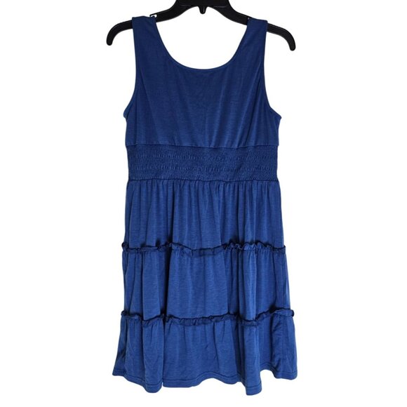 Cupshe Blue Sleeveless Tiered Mini Dress With Smocked Waist & Button Detail Wome - Picture 2 of 6